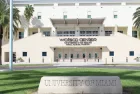 stone sign greets visitors to the University of Miami and Watsco Center which is home to the University of Miami Hurricanes basketball teams.