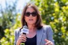 Marianne Williamson speaking at the Iowa state fair in Des Moines^ Iowa^ United States. Des Moines^ Iowa^ USA - August 12^ 2023