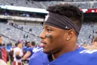 Saquon Barkley afte game at MetLife Stadium in Rutherford^ New Jersey on October 28^ 2018.