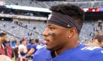 Saquon Barkley afte game at MetLife Stadium in Rutherford^ New Jersey on October 28^ 2018.