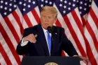 President Donald Trump speaks on election night in the East Room of the White House in the early morning hours of November 04^ 2020 in Washington^ DC.