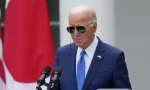 President Biden in the Rose Garden following a bilateral meeting in the White House. Washington DC USA - 4-10-2024