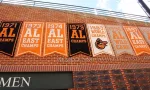 Championship banners on display at Oriole Park at Camden Yards Baltimore^ Maryland^ USA - August 18^ 2022