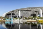 Sofi Stadium is home to the NFL Los Angles Rams and Chargers. The state-of-the-art building is a past and future site for the Super Bowl and Olympics. Inglewood^ CA^ USA - November 14^ 2024