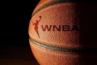 Closeup of a basketball with the WNBA logo and text. Raleigh^ NC - USA - 06-13-2024