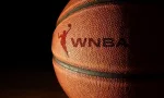 Closeup of a basketball with the WNBA logo and text. Raleigh^ NC - USA - 06-13-2024