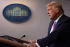 U.S. President Donald Trump holds a news conference in the Brady Press Briefing Room at the White House August 19^ 2020 in Washington^ DC.