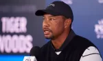 Tiger Woods of United States during press conference prior to the 2024 PGA Championship at Valhalla Golf Club on May 14^ 2024 in Louisville^ Kentucky.