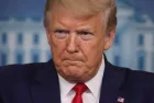 Donald Trump speaks to reporters following a meeting of his coronavirus task force in the Brady Press Briefing Room at the White House on April 06^ 2020 in Washington^ DC.