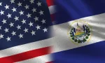 Usa and El Salvador Realistic Half Flags Together