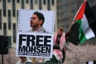 Rally for student activist Mohsen Mahdawi following his arrest by ICE agents across from the ICE Manhattan headquarters. NEW YORK^ NEW YORK USA - April 15^ 2025