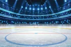 Ice Hockey Stadium with Spotlights. Vector Illustration. Ice Hockey Arena Background Concept Vector. Vector illustration Empty Hockey Stadium in the Winter.