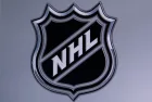 National Hockey League. Logo of NHL club on the screen.