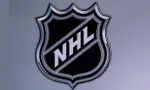 National Hockey League. Logo of NHL club on the screen.