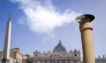 Vatican City - 04-25-2025: White smoke from the chimney on top of the Sistine Chapel. It indicates that the Pope has been elected.