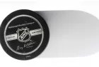 Official game puck from NHL^ National hockey league^ USA. MOTALA^ SWEDEN- 8 FEBRUARY 2022