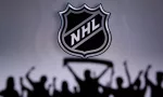 National Hockey LeagueFans Silhouette. Crowd celebrate and support the NHL hockey Team. Sport photo^ edit space