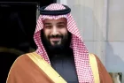 Saudi Crown Prince Mohammed bin Salman poses on the steps of number 10 Downing Street on March 7^ 2018 in London^ England. London^ United Kingdom - March 7^ 2018
