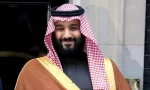 Saudi Crown Prince Mohammed bin Salman poses on the steps of number 10 Downing Street on March 7^ 2018 in London^ England. London^ United Kingdom - March 7^ 2018
