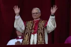 Pope Leo XIV -- American Cardinal Robert Francis Prevost -- is the successor to Pope Francis. He is shown on the central balcony of St. Peter's Basilica in Rome^ Italy; 5/8/2025