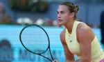 Aryna Sabalenka in the Women's Singles Round of 32 match during Day Six of the Mutua Madrid Open at La Caja Magica on April 28^ 2024 in Madrid^ Spain.