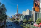 Las Vegas Strip as seen at sunset on May 7^ 2024 in Las Vegas^ Nevada. The Strip is home to the largest hotels and casinos in the world.
