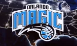 Orlando Magic basketball team badge lies on United States map background banne