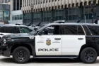 Minneapolis Police car in downtown Minneapolis^ Minnesota^ MN USA^ May 5^ 2023.