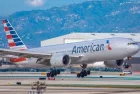 American Airlines Boeing 777-200 touches down at LAX International Airport December 22nd^ 2019. Los Angeles^ California.