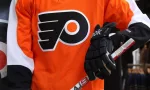 Philadelphia Flyers Uniform on display at NHL store in Midtown Manhattan.