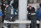Security Checkpoint and control in Toronto^ Canada - March 24 2018: Scanning Machines^ People's Bags Getting Checked.