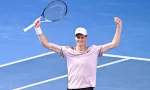 Jannik Sinner of Italy wins over Novak Djokovic of Serbia during the Australian Open AO 2024 Grand Slam tennis tournament on January 26^ 2024 at Melbourne Park in Melbourne^ Australia.