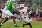 Ohio State running back Quinshon Judkins #1 escapes a tackle-attempt during the 2025 Rose Bowl game on Jan. 1^ 2024^ in Pasadena^ Calif.