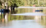 Cars submerged underwater in the aftermath of Hurricane Ida. New Brunswick^ New Jersey - September 2^ 2021