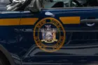 New York State Police Car. Emblem on Door of Trooper Car Manhattan^ New York^USA - November 11. 2019