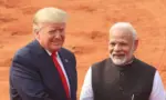 President Donald Trump Indian President Ram Nath Kovind during a ceremonial at the presidential palace NEW DELHI^ INDIA - February 25^ 2020