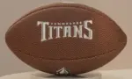 Tennessee Titans football on white stand.