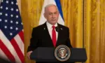Israeli Prime Minister Benjamin Netanyahu at news conference in the East Room of the White House. WASHINGTON D.C.^ USA - FEBRUARY 4^ 2025