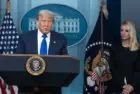 President Donald J Trump at the White House press briefing room with Attorney General Pam Bondi. Washington DC Jun 27th 2025
