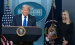 President Donald J Trump at the White House press briefing room with Attorney General Pam Bondi. Washington DC Jun 27th 2025