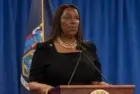 New York State Attorney General Letitia James delivers remarks on landmark victory in civil fraud trial against Donald Trump and the Trump Organization at 28 Liberty Street in New York on Feb 16^ 2024
