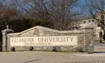 Villanova^ Pennsylvania: January 1^ 2022: Entrance Sign to Villanovia University. Villanovia is a private research university near Philadelphia^ Pennsylvania.