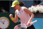 Iga Świątek of Poland in action the Mutua Madrid Open at La Caja Magica on April 29^ 2025 in Madrid^ Spain