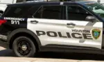 Houston Police car is seen in Houston^ Texas^ USA. Houston^ Texas^ USA - April 4^ 2024