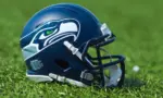 NFL Seattle Seahawks replica helmet on artificial grass playing turf ^ product shot ZAGREB ^ CROATIA - 27 AUGUST 2016