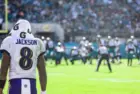 LAMAR JACKSON BALTIMORE RAVENS VS JACKSONVILLE JAGUARS NOVEMBER 27^ 2022 at TIAA BANK FIELD JACKSONVILLE FLORIDA
