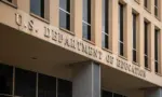 Sign of U.S. Department of Education in Washington D.C.