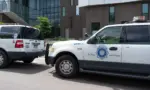 Law Enforcement Downtown Denver^ Denver Police Department cars parked Denver^ Colorado^ United States - 5.17.2023