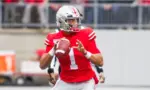 Justin Fields #1 - NCAA Division 1 Football University of Maryland Terrapins Vs. Ohio State Buckeyes on November 11th 2019 at the Ohio State Stadium in Columbus^ Ohio USA