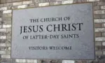 Welcome sign outside the entrance of The Church of Jesus Christ of Latter-day Saints saying 'visitors welcome'. Prescott Valley^ Arizona^ United States - March 28 2020